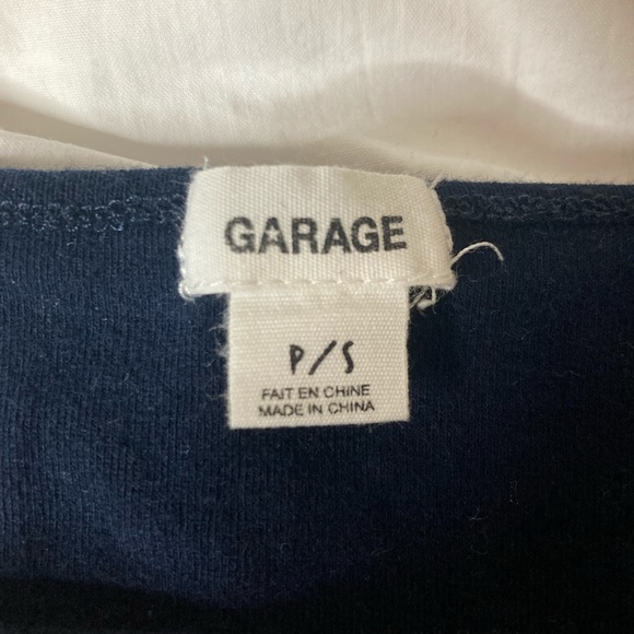 Cropped Garage Tank Top | US Size S | Navy Blue with Red, Yellow, and Blue Bands - Picture 3 of 3